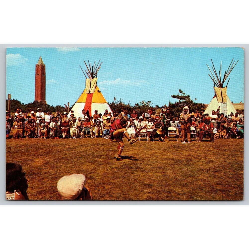 Postcard New York Native American Indian Village Dancing Teepee c1960s Unposted